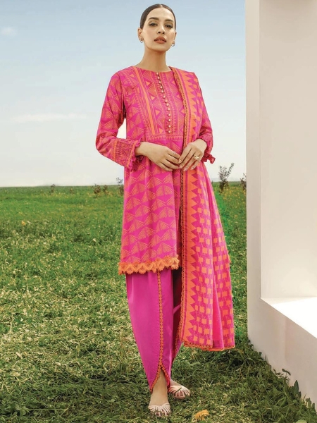 Alkaram Studio SFLR-26.1-23-Pink 3 Pc Printed Lawn Suit With Lawn Dupatta