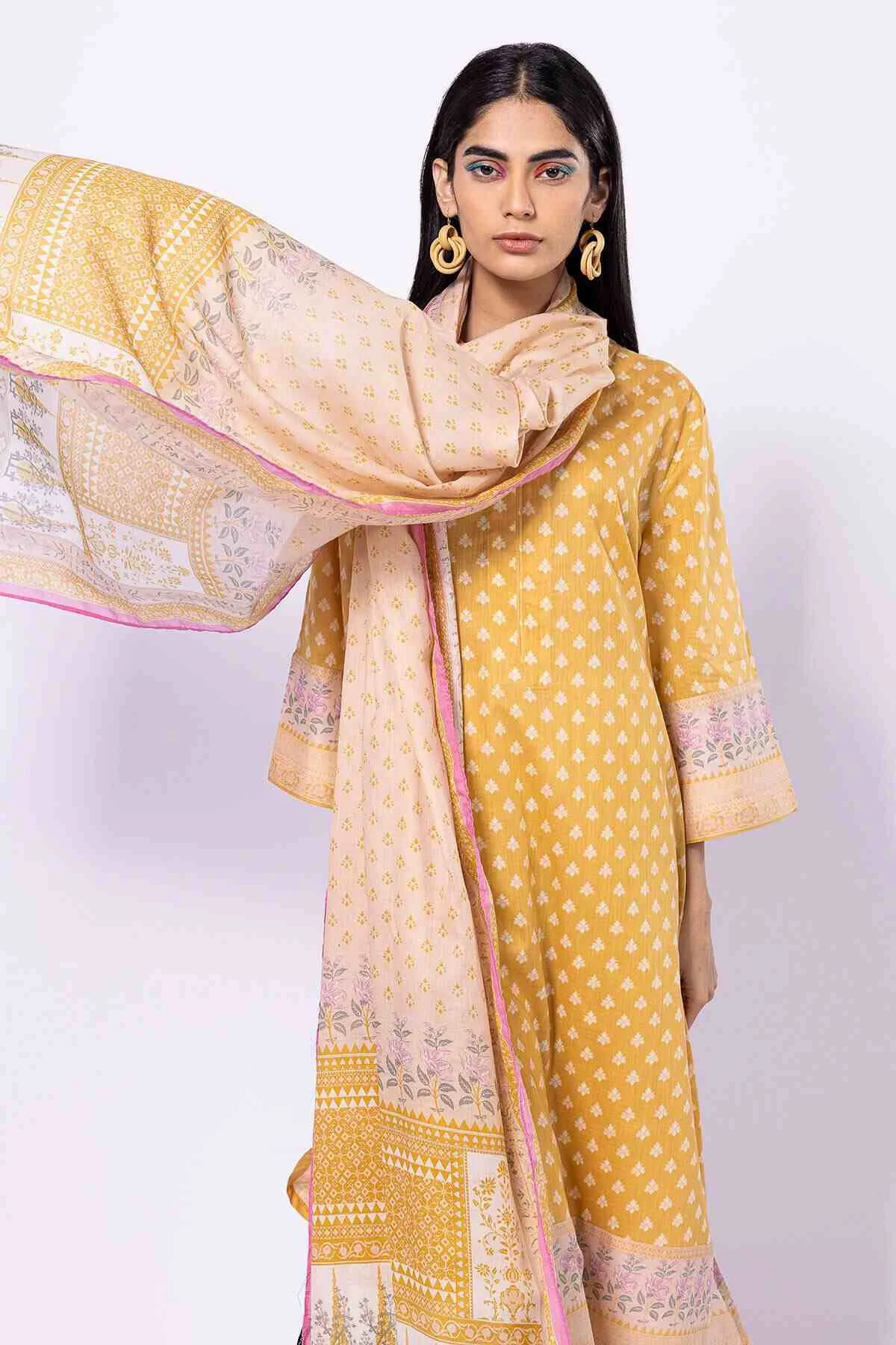 Khaadi lawn top and dupatta LLA23115B 2 piece available in Shelai