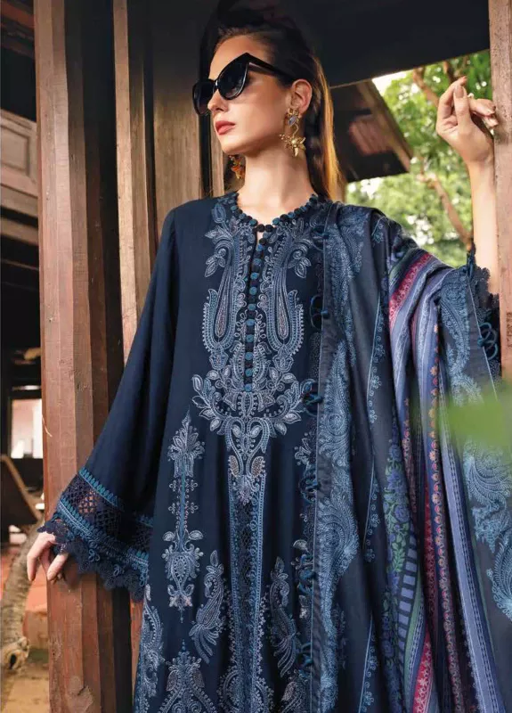 M.Prints By Maria B Embroidered Linen 3 Piece Unstitched Suit MB25MPV28 MPT-2803B