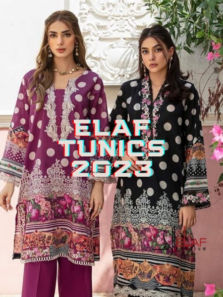 ELAF Tunics 2023 Embroidered Lawn Collection 2 Pcs Vol - 01