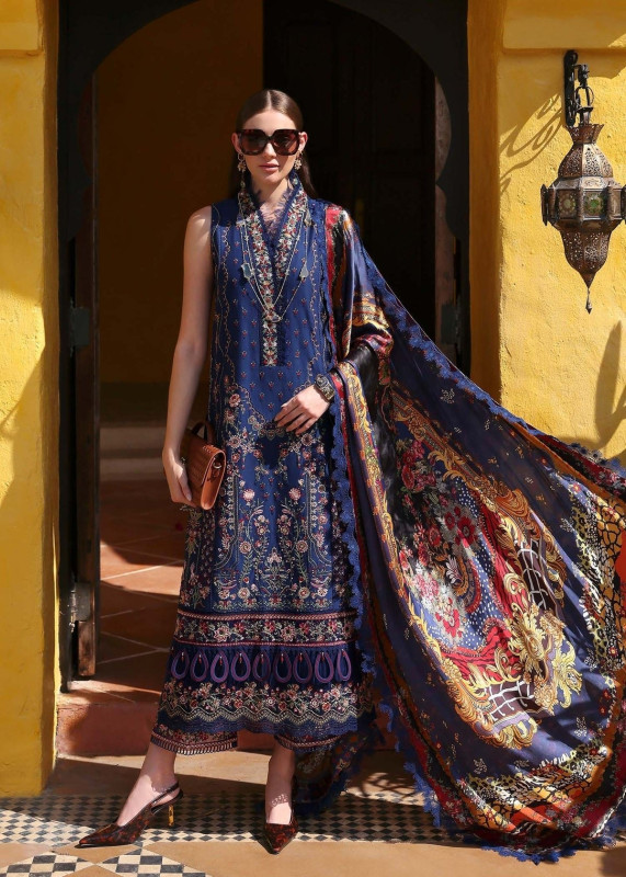 Kanwal Malik : Elysia Luxury Lawn 2025 Unstitched - Azure SHELAI25433