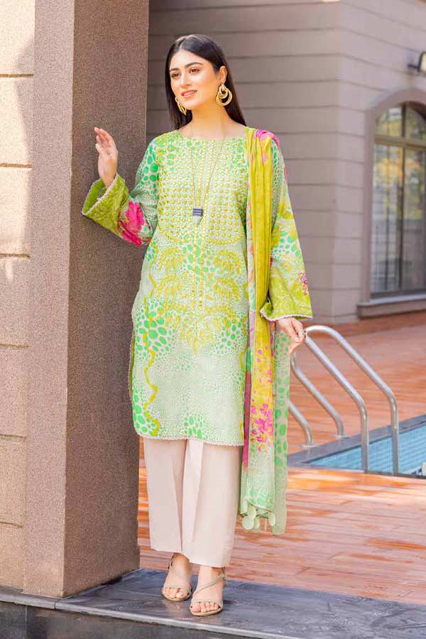 Charizma Unstitched Emb Lawn Suit with Fancy Voil Dupatta CEL-01