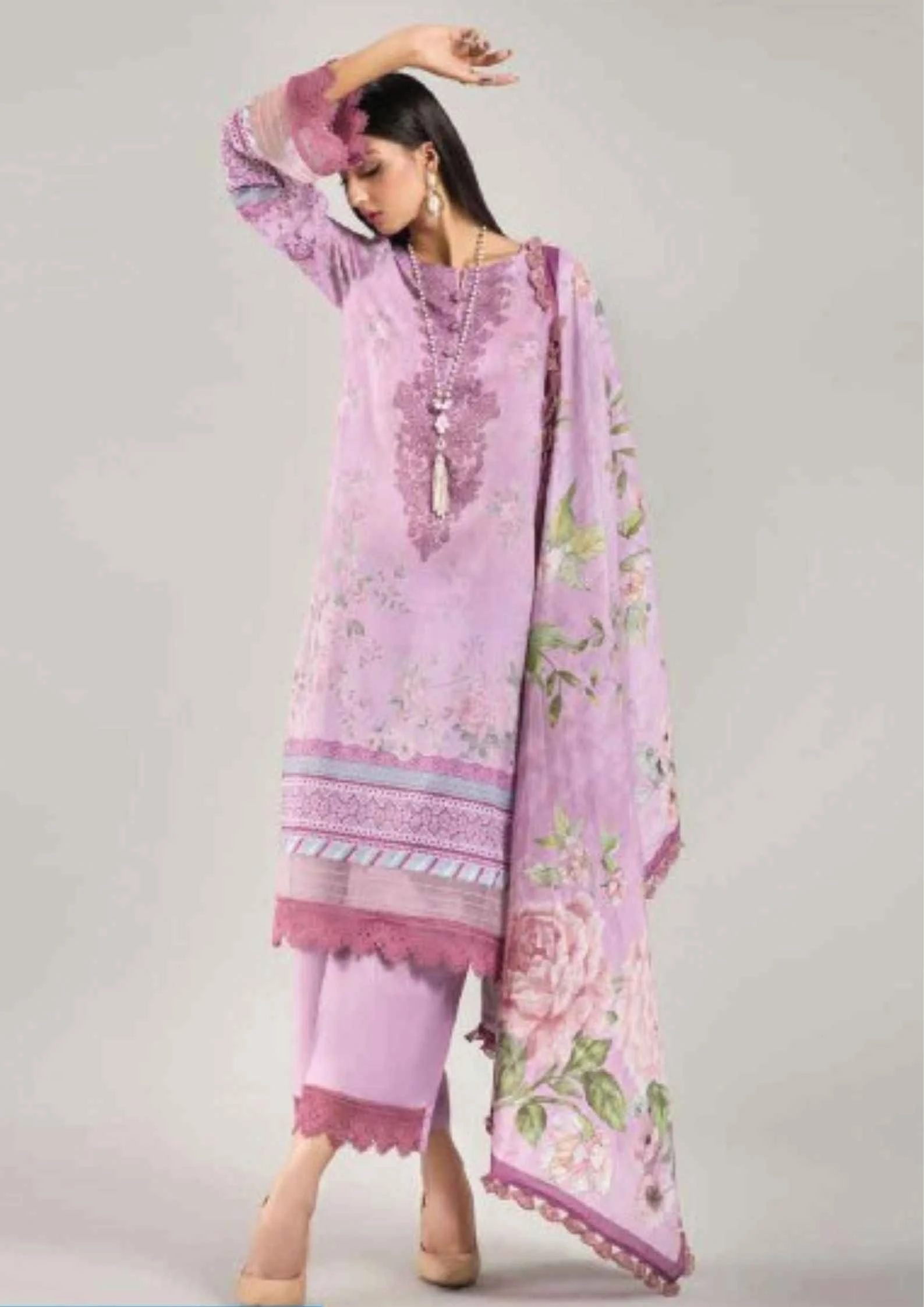 Mausummery unstitched digital lawn volume-5 Arun 3 piece