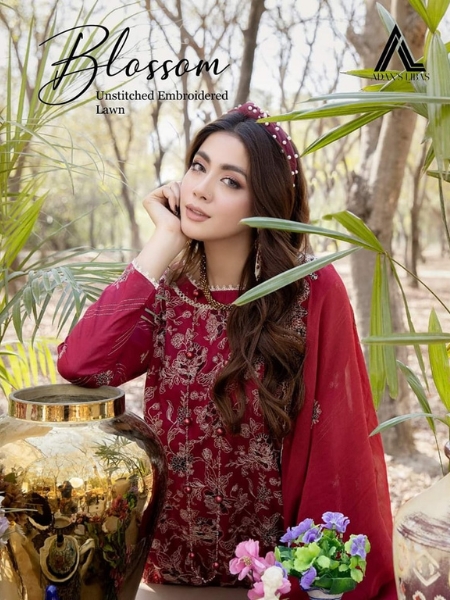 Adan's Libas Blossom unstitched embroidered lawn Collection 2023