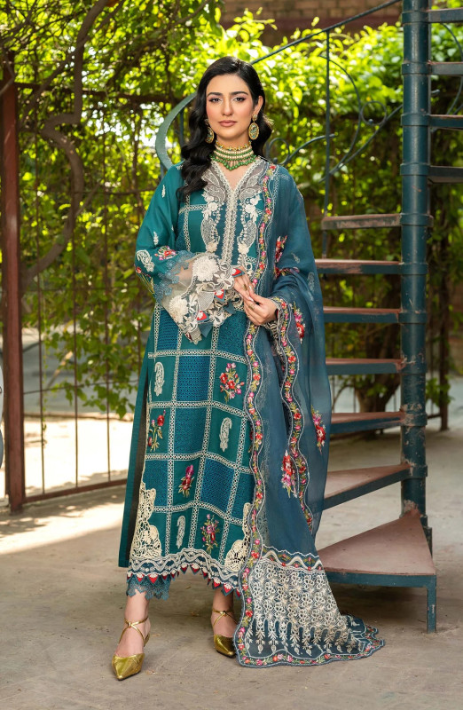 Maryam Hussain Embroidered Luxury Lawn Neelum | SHELAI27434