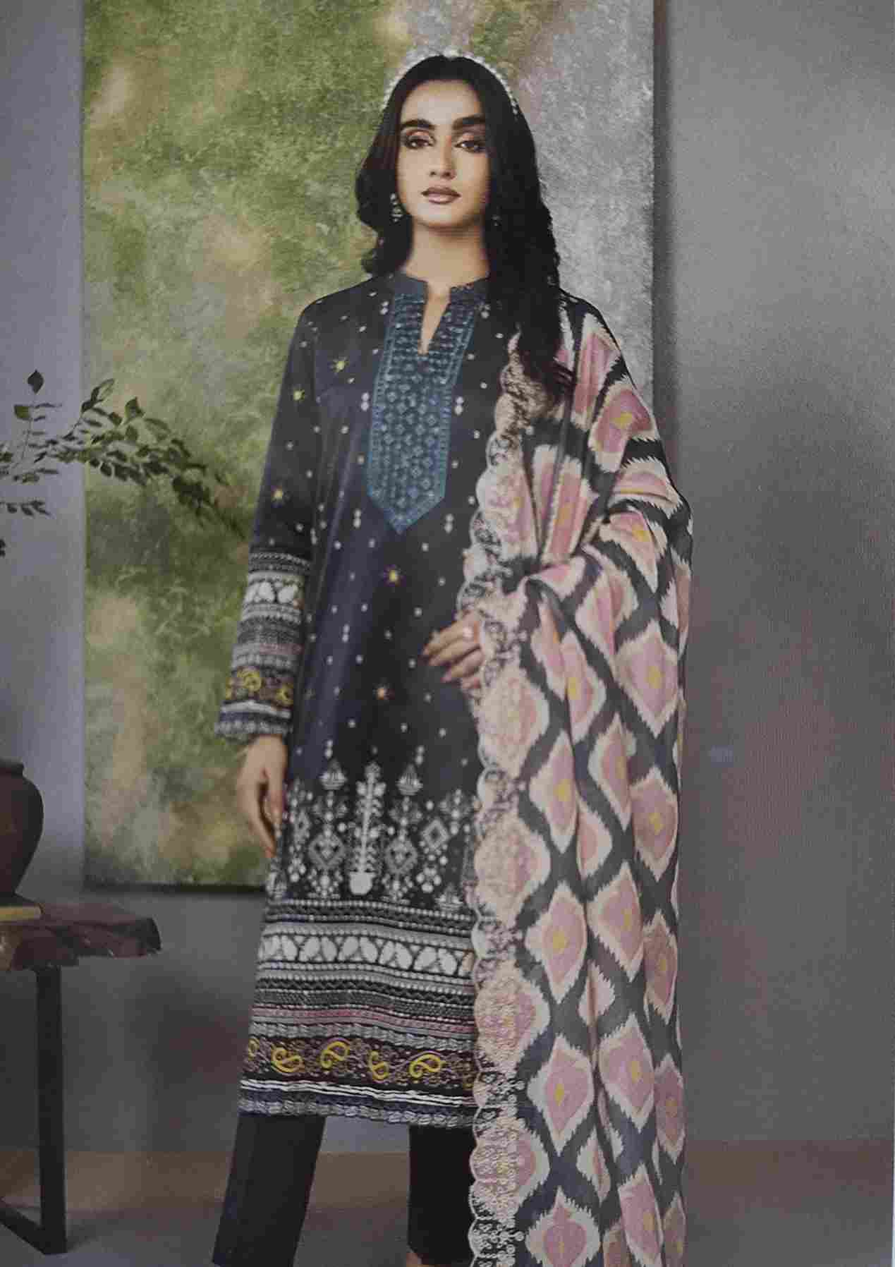 Rang Pasand black print embroidered 3 pieces available in Shelai