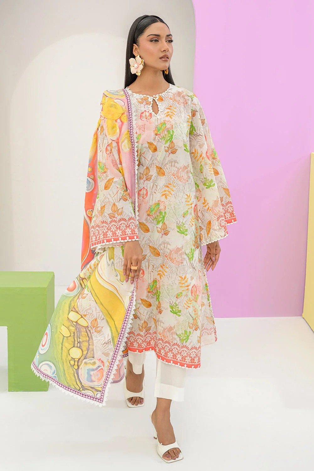 Gul Ahmed 3 Piece Embroidered Printed Lawn Suit | SHELAI26081647