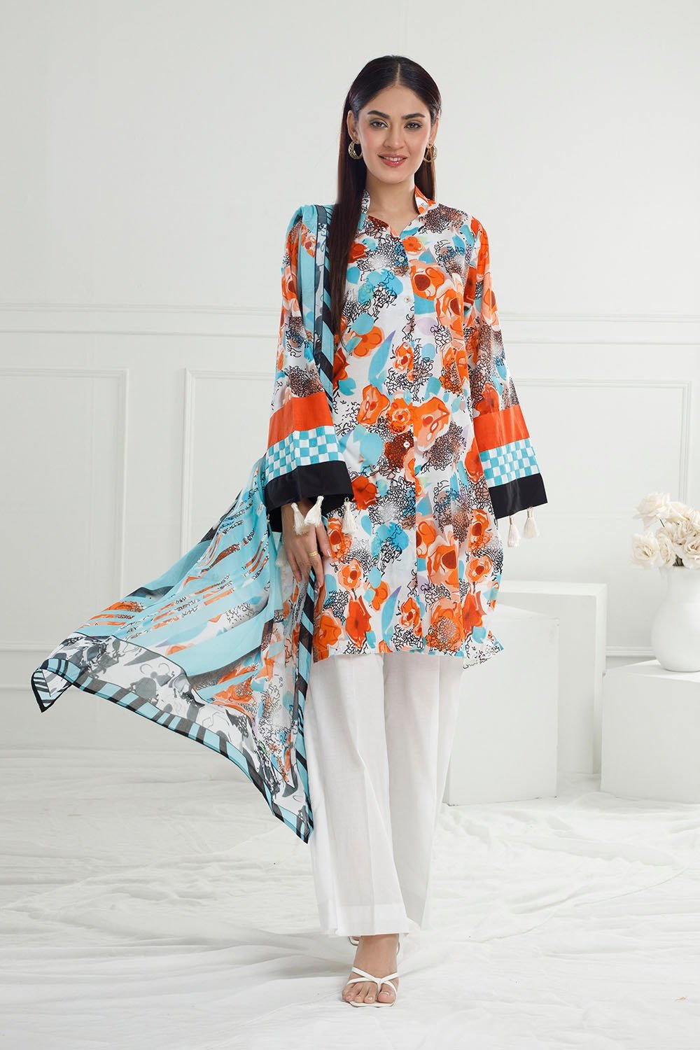 3 Piece Unstitched Printed Lawn Suit with Printed Lawn Dupatta CL-52563