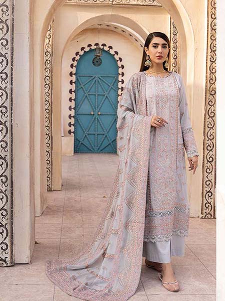 Johra Pinks JH-483 Embroidered Swiss Voile & Chiffon Dupatta