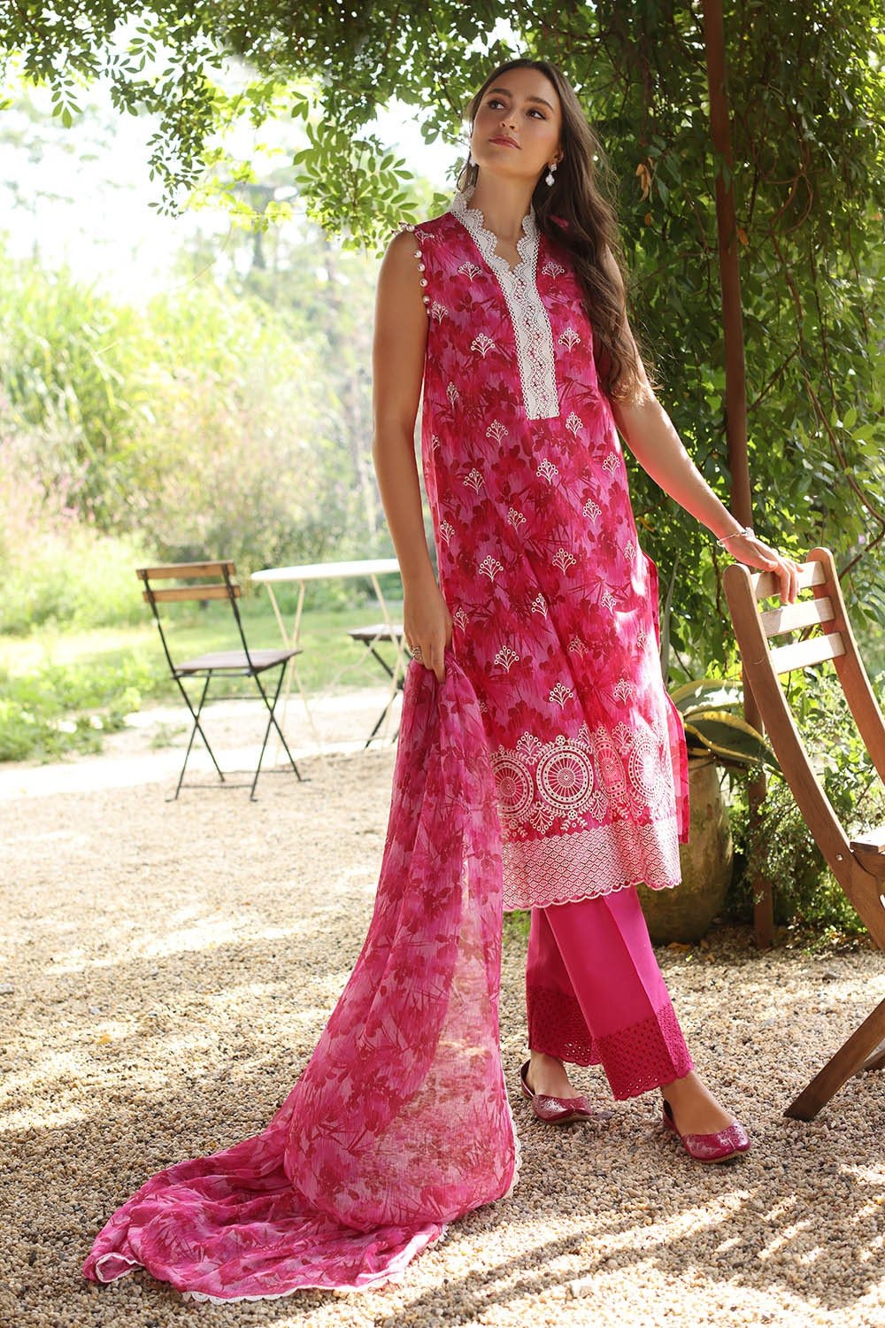 3 Piece Unstitched Embroidered Printed Lawn Suit with Embroidered Printed Chiffon Dupatta PR-52004