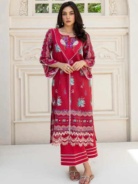 Elaf Premium ETC-07A Printed Lawn with Organza Front Motifser and Daman Border