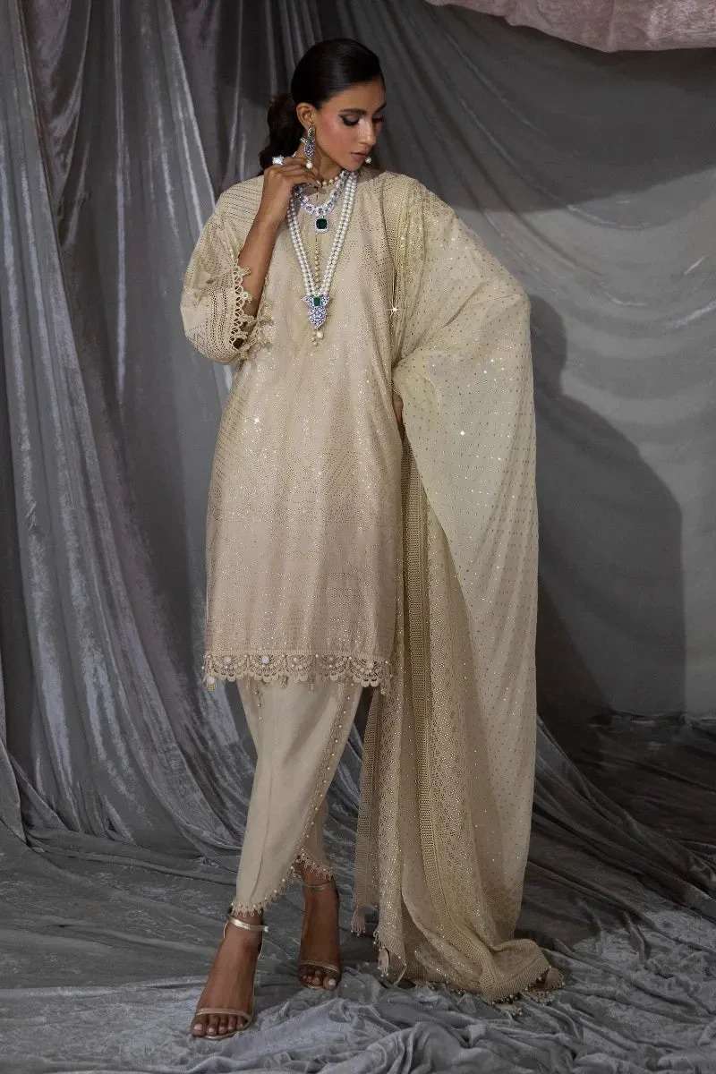 Sana Safinaz beige embroidered 3 pieces available in Shelai