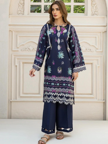 Elaf Premium ETC-07B Printed Lawn with Organza Front Motifser and Organza Daman Border