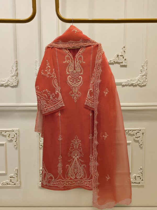 AGHA NOOR -  3 Piece- Pure Khaddi Silk Embroidered Suit S112816