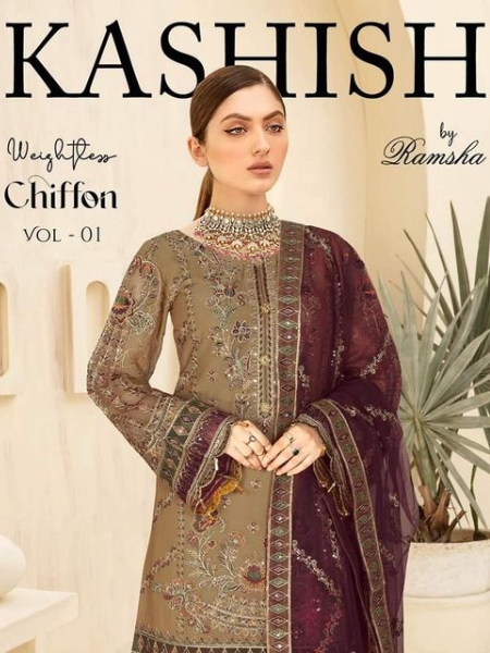 KASHISH By Ramsha Embroidered Weightless Chiffon Vol-01 Collection 2023