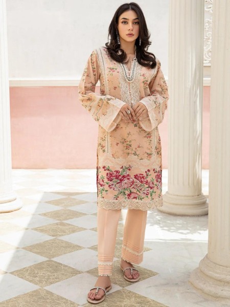 Elaf Premium ETC-01A Digital Printed Lawn Shirt with Embroidered Organza Neckline