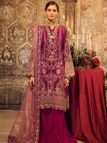 Gul Ahmed FE-32054 Sequins Embroidered Khaddi Net Unstitched Suit with Lurex Organza Dupatta