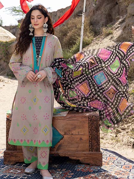 Charizma CP-29 Unstitched Printed Chunri Suit & Chiffon Dupatta