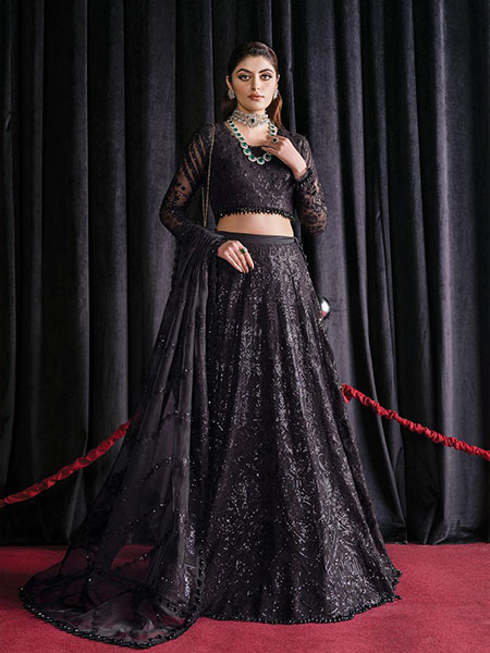 AFROZEH STARLET ASOS-V1-03 BLACK SWAN UNSTITCHED EMBROIDERED