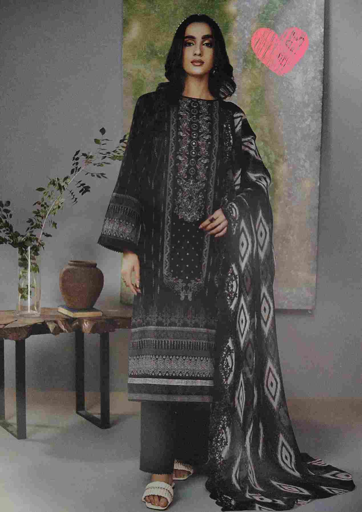 Rang Pasand black print embroidered 3 piece available in Shelai