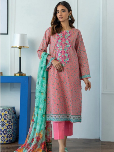 Orient OTL-23-030 Unstitched Embroidered printed 3 Piece with Chiffon dupatta