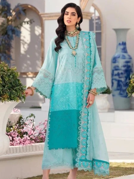 Noor by Saadia Asad NLCL22-D7-B Embroidered Schiffli Shirt with Embroidered Schiffli Chiffon dupatta