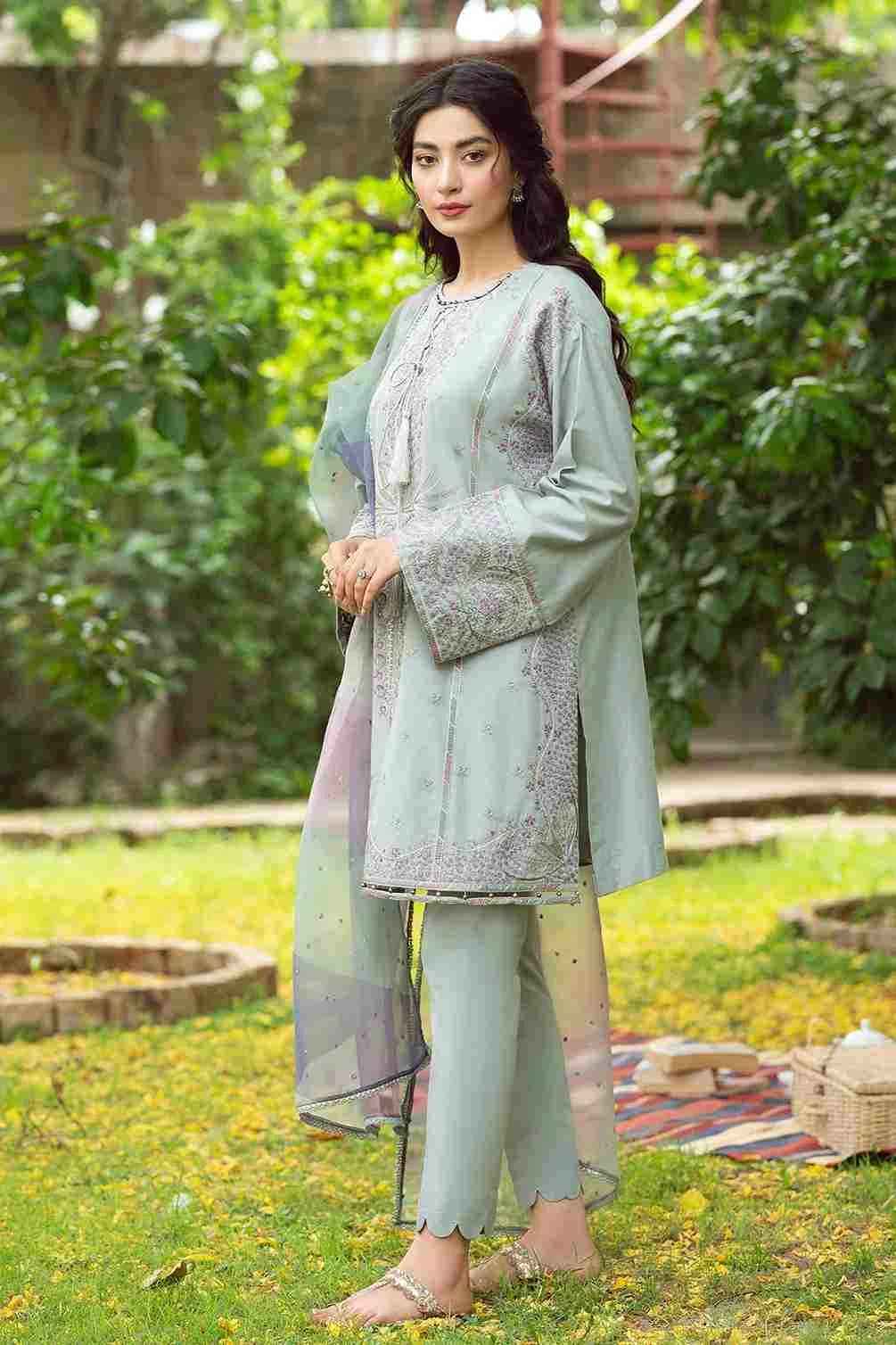 Jazmin Iris embroidered lawn SS 23 06-LILIUM 3 piece at Shelai