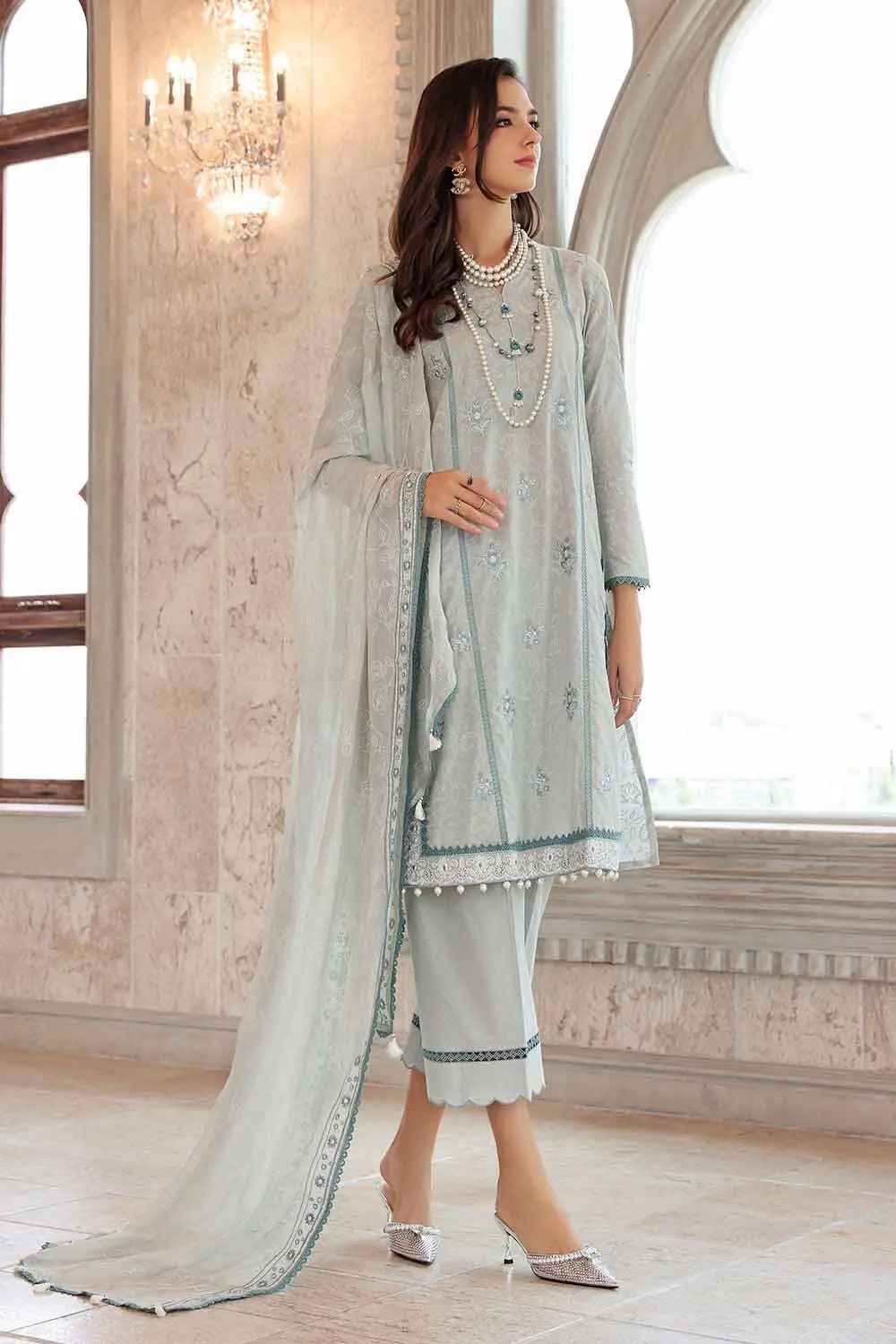 Gul Ahmed unstitched embroidered chiffon PM-22078 3PC at Shelai