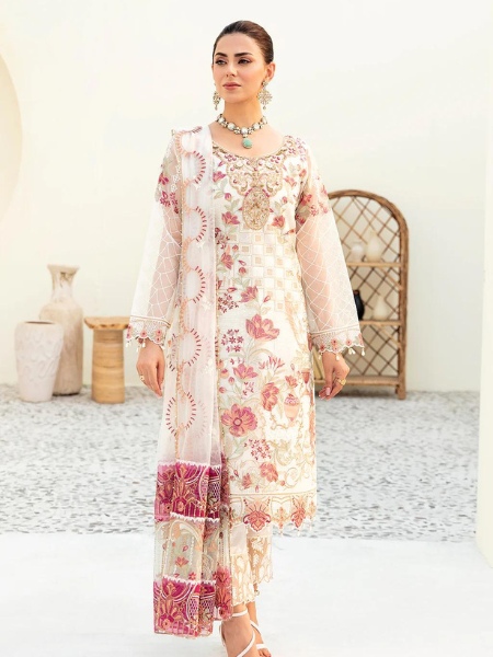 Minhal By Ramsha M-907 Embroidered Unstitched Dress collection 2023