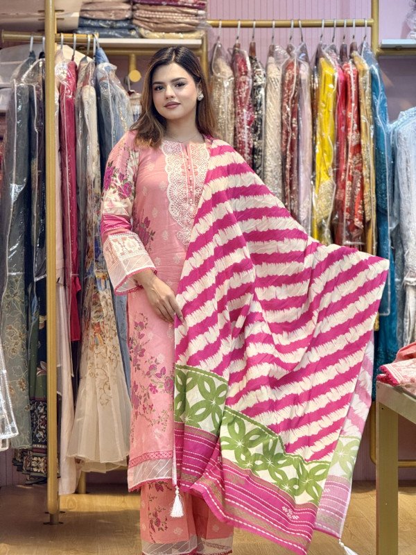 ColorLife Pink MB 1013 – Embroidery & Printed Unstitched 3 piece