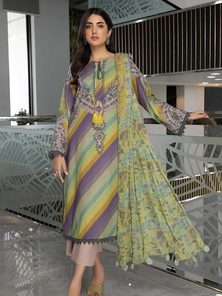 Charizma CP23-45 Unstitched Digital Printed Lawn With Chiffon Dupatta at SHELAI