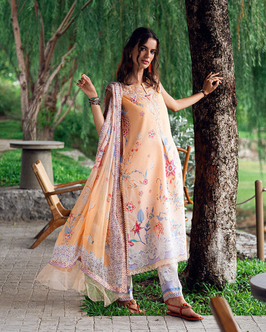 Garden Veil by Roheenaz Printed Lawn Unstitched Exclusive Collection 25 | Coral Whim