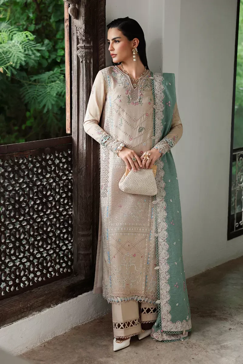 Qalamkar QLine Linen Unstitched 3pc | KL-07 WHISPER