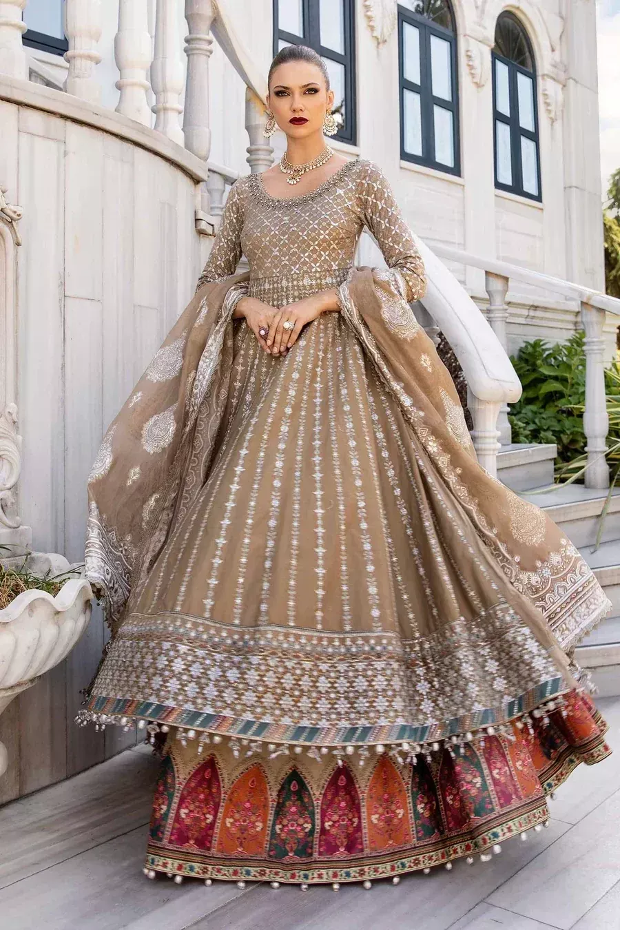 MARIA B | Sateen '24 | Embroidered Cotton Satin Suit | SHELAI12469