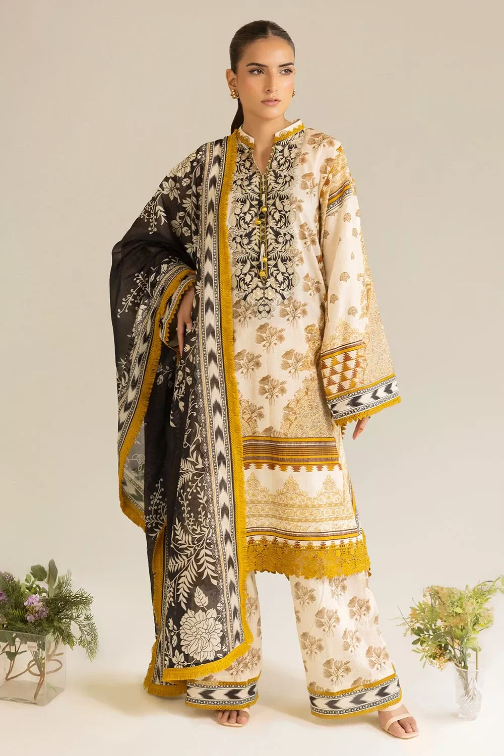 MALMAL | 3 Piece Unstitched Printed Lawn Suit | ML-52007
