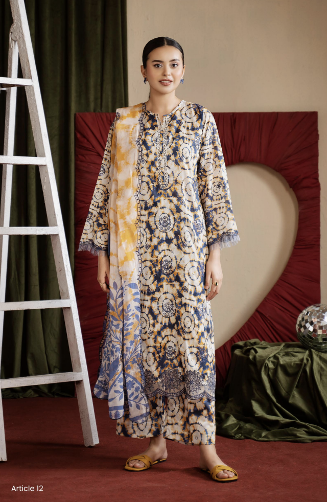 Gulljee's ZIVA Unistitched Lawn Collection Lawn 25 | ART-12