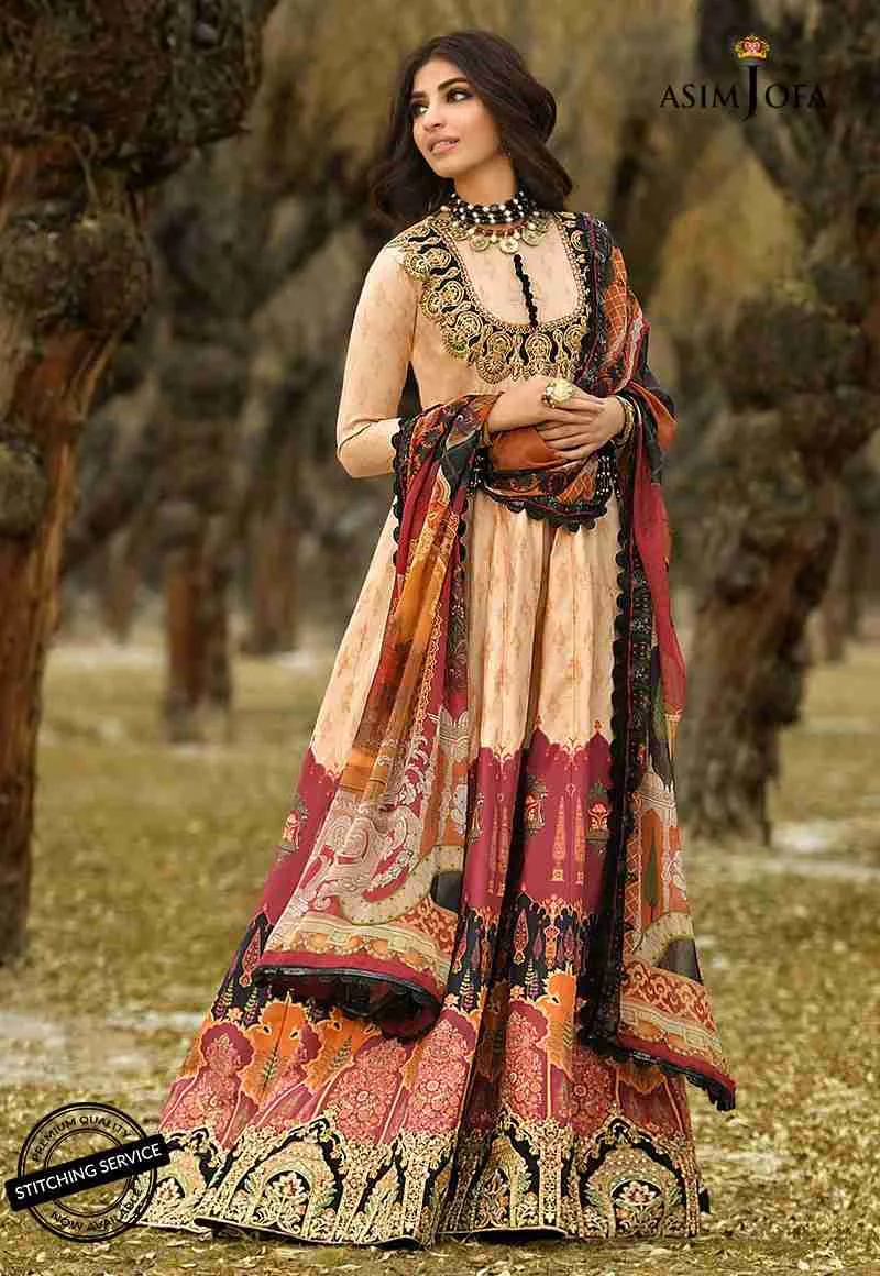 Asim Jofa beige mix Shehar E Yaar Lawn 3pc available in Shelai