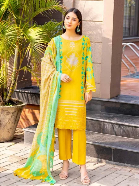 Charizma Unstitched Emb Lawn Suit with Fancy Voil Dupatta CEL-03