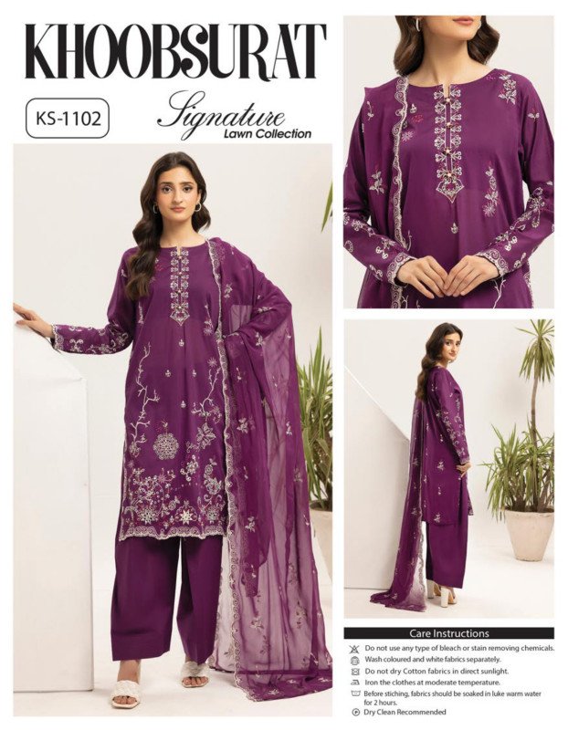 Khoobsurat Singnature Lawn Unstitched 3piece | KS-1102