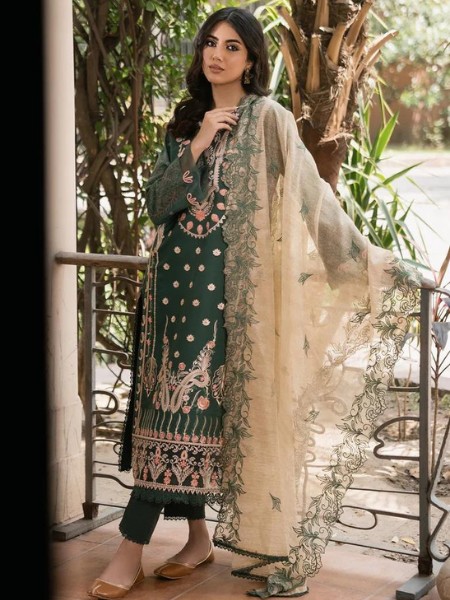 AABYAAN AMANI (AC-06) FULL EMBROIDERED DRESS WITH EMBROIDERED MISSOURI NET DUPATTA