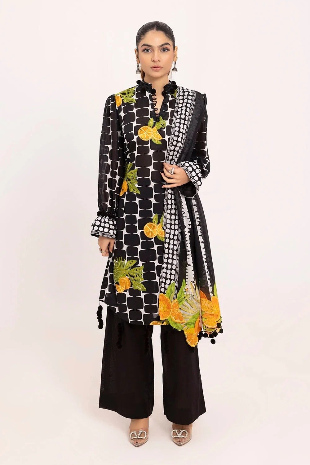 Tangerine By Gul Ahmed Embroidered Printed Summer Lawn'25 Unstitched 3pcs |  SHELAI25135
