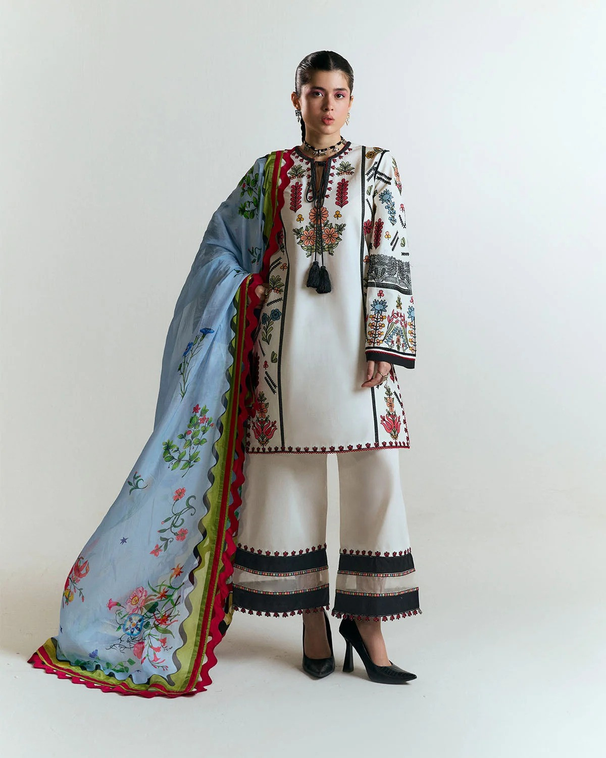 Jugnu by Hussain Rehar Unstitched Embroidered Lawn Tiya | SHELAI27383