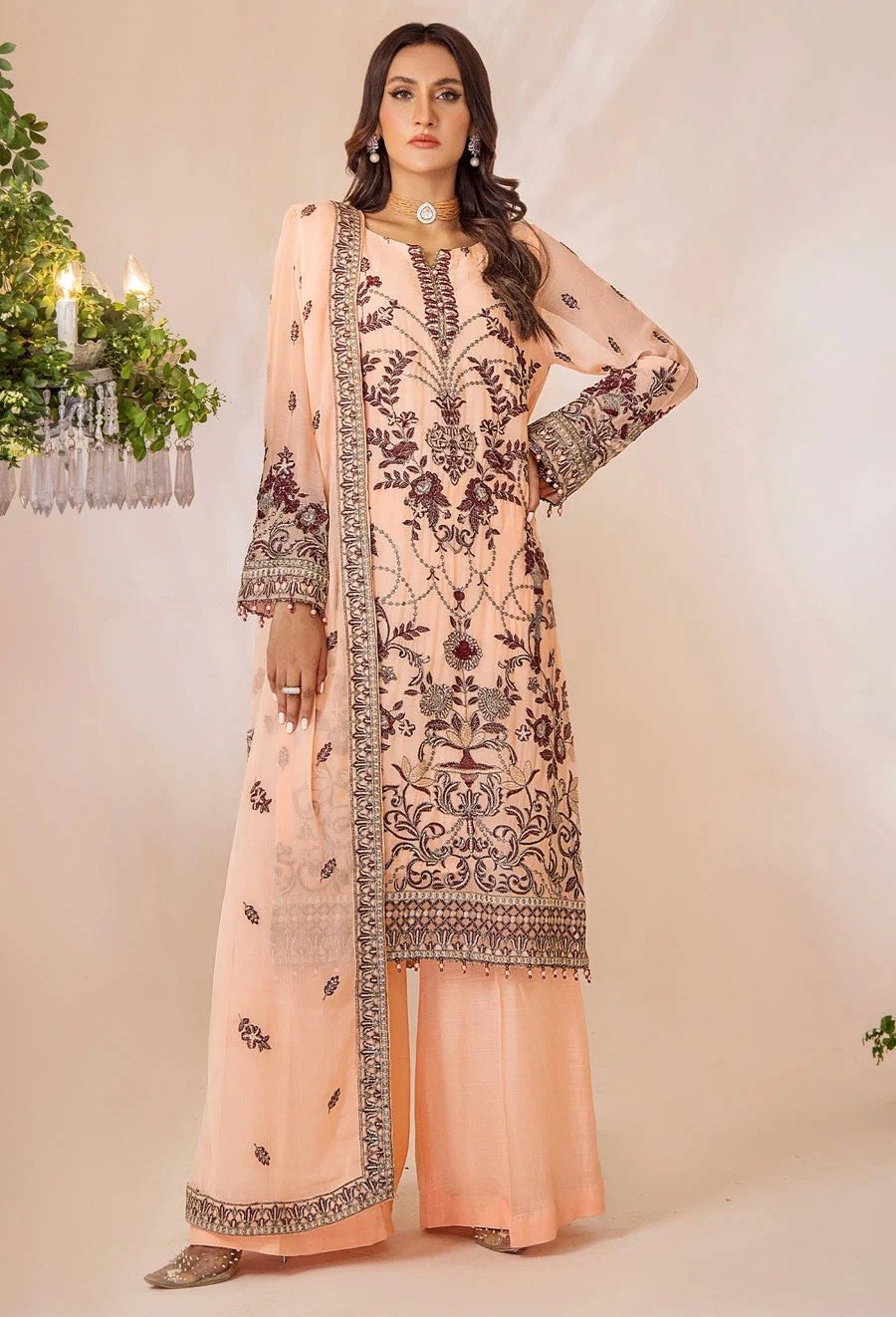 Adan Libas Lueur Chiffon Collection Semi Stitched | SHELAI8227