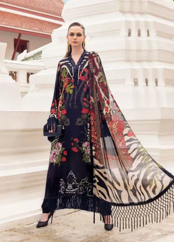 M.Prints By Maria B Embroidered Linen 3 Piece Unstitched Suit MB25MPV28 MPT-2810B