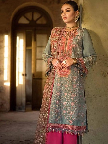 Gul Ahmed FE-32055 Sequins Embroidered Khaddi Net Unstitched Suit with ...