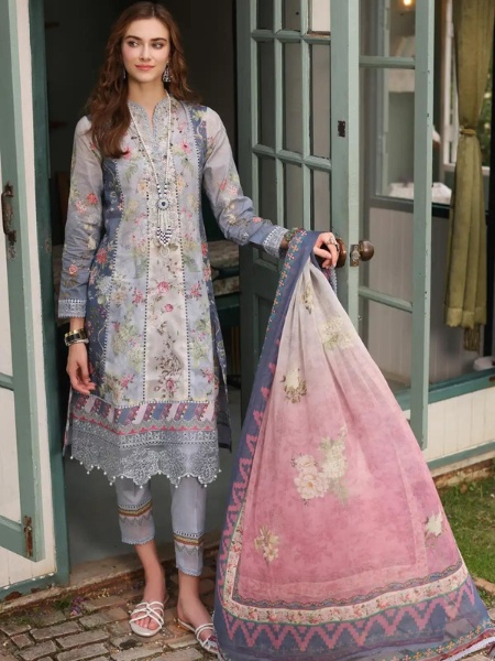 Noor Eid Luxe Printkari'23 Vol-02 D-02 Embroidered Digital Printed Lawn at Shelai