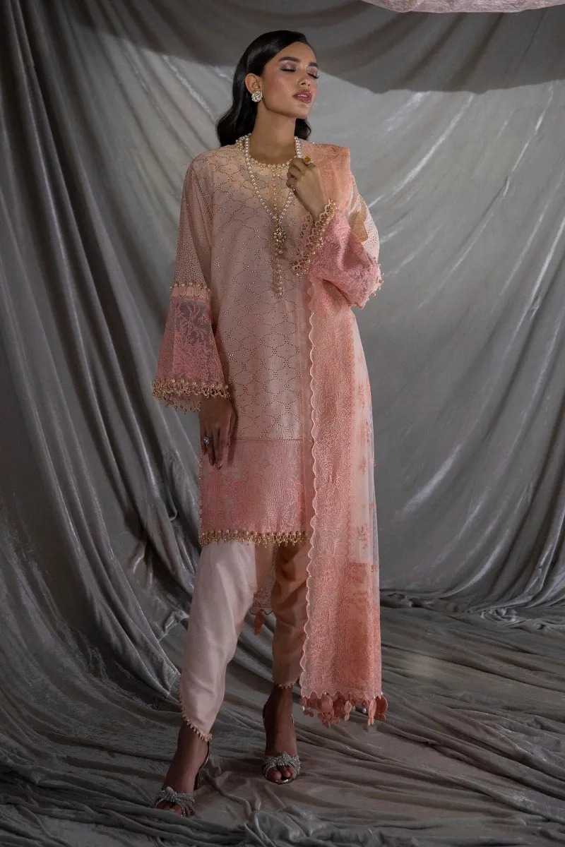 Sana Safinaz coral pink embroidered 3pc available in Shelai