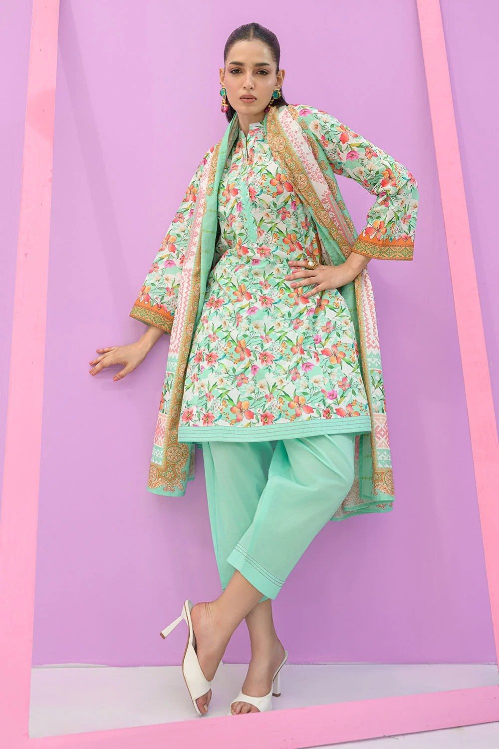 Gul Ahmed 3 Piece Embroidered Printed Lawn Suit | SHELAI26081644