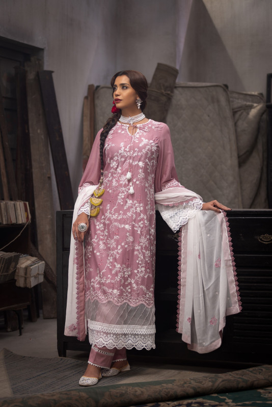 SHEHZADI Embroidered Lawn with Chiffon | SZ-2543