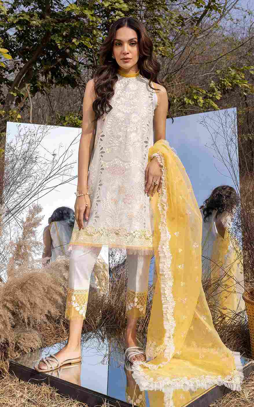 Asifa & Nabeel GRIS ASL–04 embroidered three piece at Shelai